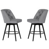Garvee Linen Fabric Bar Stools Set of 2 with 360-Degree Swivel for Kitchen Island and Home Bar, Counter Height, Beige - Dark Grey