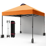 Garvee 10x10ft Pop Up Canopy Tent with Sidewall Orange - Portable, Weather-Resistant, Easy Setup for Picnic and Camping - Black Iron Pipe + Orange Cloth