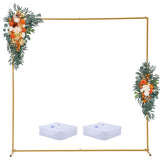 Garvee 8.2 x 8.2 FT Square Backdrop Stand Metal Wedding Arch Balloon Arch Stand with Base for Wedding Birthday Baby Shower Ceremony Decor Gold