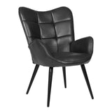 Garvee Modern Dining Room Chairs Mid Century Faux Leather Kitchen Chairs Black Metal Legs - Black
