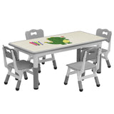 Garvee Kids Table and Chair Set, Height Adjustable Toddler Table and 4 Chairs Set for Ages 2-10, Graffiti Desktop, Non-Slip Legs, Arts & Crafts Table, Children Activity Table for Daycare Classroom Home - Grey - Grey