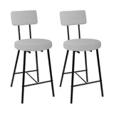 Garvee Bar Stools Set of 2, Boucle Counter Height Bar Chair with Round Seat, Grey, Modern Upholstered Barstools with Back & Footrest Metal Legs for Kitchen Island & Cafes