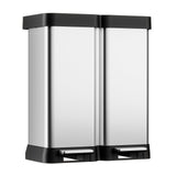 Garvee Waste Separation System 2x30L Stainless Steel Bin With Soft-Close Lid & Foot Pedal For Kitchen & Office, 56.5x37x68 cm, Silver