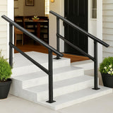 Garvee Hand Rails Adjustable Black Metal Porch Stair Railing for Outdoor Steps Indoor Garden Concrete 4 Step - Black