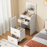 Garvee SP-VC-3 In 1 Vanity White Multifunctional Makeup Table With Storage For Bedroom And Bathroom - White