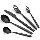 Garvee 30-Piece Matte Gold Stainless Steel Flatware Set for 6 - Includes Steak Knives, Forks, Spoons - Dishwasher-Safe Tableware for Home & Restaurant - Black