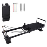 Garvee Pilates Reformer 91" Foldable Pilates Machine with Springs and Resistance Ropes for Home and Studio Use, Adjustable, Aluminum Alloy Frame, Black