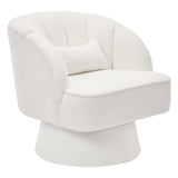 Garvee 360° Modern Swivel Barrel Accent Chair Chenille Fabric Living Room Bedroom Office 27.56"D x 27.56"W - Beige