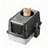 Garvee Stainless Steel Cat Litter Tray Durable Pet Accessory for Easy Cleaning and Hygiene - Deep Black