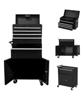 Garvee Rolling Tool Chest, 5-Drawers Metal Tool Chest Tool Box Organizer With Wheels, 2 In 1 Detachable Top Tool Cabinet, Sliding Drawers, Liners and Locking System for Warehouse, Garage, Workshop - Black