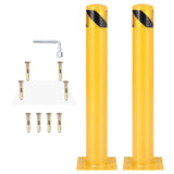 Garvee Robust Steel Safety Barrier Yellow - High Visibility Quick Installation - Powder Coated Q235 Steel - Reflective Stripes Reinforced Base - 107cm Height 11.4cm Diameter - Warehouses & Parking