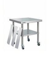 Garvee 24x30 Inch Stainless Steel Work Table with Wheels, Commercial Food Prep Table, Heavy-Duty Workbench for Restaurant and Garage, Adjustable Undershelf, Detachable Backsplash - Detachable