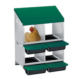 Garvee Chicken Nesting Boxes 4 Hole Roll-Away With Perch for Hens Ducks Poultry, Galvanized Steel, Easy Assembly, Protective Lid Cover - Green-4 Holes 2