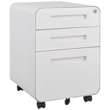 Garvee 3 Drawer Mobile File Cabinet with Lock, Under Desk Metal Filing Cabinet for Home Office, 5 Wheels, Fully Assembled, Black - White