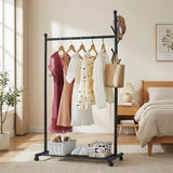 Garvee Clothes Rack on Wheels Heavy-Duty Metal 120 lbs Capacity 360° Lockable Casters Black 86x43x170cm Versatile for Home & Office - Black
