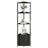 Garvee 5-Tier Tall Corner Shelf - Solid Wood Shelves - Heavy Duty Corner Display Cabinet for Living Room, Bedroom, Office, Kitchen, Bathroom, Entryway - 58" - Modern Storage Rack - Black