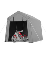 Garvee 7 x 12 ft Carport Storage Shed Portable Garage with Roll-up Zipper Door Heavy Duty Waterproof Tarp for Motorcycle Bike Firewood Garden Tools