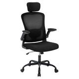 Garvee Ergonomic Office Chair High-Back Mesh Adjustable Headrest Lumbar Support Flip-Up Armrest Rolling Task Chair Home Office Study Black