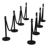 Garvee 8Pcs Stainless Steel Stanchion Posts with 5ft Red Velvet Ropes for Wedding Party Theater, 26ft Red Carpet, Durable Rust-Resistant Silver - Black