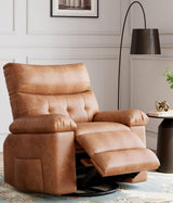 Garvee Oversized Recliner Chair with Massage and Heat, 360° Swivel Lazy Rocking Chair for Living Rooms, Bedrooms, Nurseries, Coffee Color