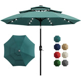 Garvee 10Ft 3-Tier Solar Patio Umbrella with LED Lights, Outdoor Table Umbrella, Turquoise, Pool Deck Yard Garden - Turquoise