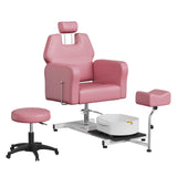Garvee Pedicure Chair Portable 360° Rotation Adjustable Footrest Massage Bath Bowl Rolling Stool No Plumbing Beauty Spa Salon Home Use Black - Pink