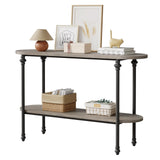Garvee Entryway Table 43.3" Long Console Table with Storage, 2 Tier Wood Console with Metal Frame, Grey, Sofa & Hallway Use