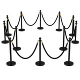 Garvee 12Pcs Stainless Steel Stanchion Posts with 5ft Red Velvet Ropes for Wedding Party Theater, 26ft Red Carpet, Durable Rust-Resistant Silver - Black