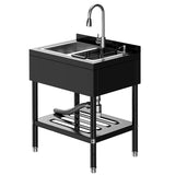 Garvee Stainless Steel Utility Sink with Faucet, Large Freestanding Laundry Tub for Garage, Kitchen, Bathroom & Basement, 31.1" × 22" × 37.8", Black - Silver