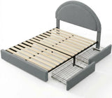 Garvee Queen Size Bed Frame with Storage Drawers, Upholstered Boucle Platform Bed, Grey, Modern Bedroom Furniture - Grey