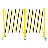 Garvee 19.8 ft Industrial Expandable Metal Barricade with Warning Board and Casters for Traffic and Construction Safety, Yellow Black