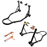 Garvee Motorcycle Stand 850 LBS Adjustable Fork Heads Front Rear Combo Sport Dirt Bike Black - Black