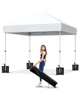 Garvee 10 ft x 10 ft Instant Pop Up Canopy Tent - Portable Waterproof Outdoor Shelter with UV Protection, Wheeled Carry Bag & Sandbags for Camping, Beach, Parties, Backyard Events (Color) - White