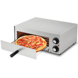 Garvee 1100W Commercial Countertop Pizza Oven 13 Inch Stainless Steel Electric Dual Heating Tubes Adjustable Temp Timer Home Kitchen Black