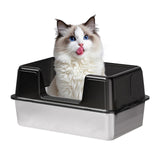 Garvee Stainless Steel Cat Litter Box with Lid, Anti-Leakage Mat & Scoop, 23.6×15.7×12.4 in, Silver, For Big Cats