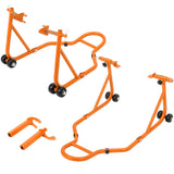 Garvee Motorcycle Stand Lift 850 LBS Front Rear Combo Stand Adjustable Width Universal Black - Orange