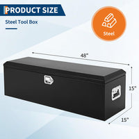Garvee 48 Inch Steel Truck Bed Tool Box - Diamond Plate Design with Side Handles and Locking Keys, Compact and Durable Storage for Pickup Trucks, RVs, and Trailers, Black