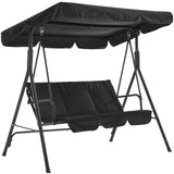 Garvee 3 Person Porch Swing Chair with Adjustable Canopy and Armrests for Backyard Garden, 600 lbs Max Load, Breathable Fabric Seat & Backrest - Black