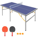 Garvee Professional Portable Table Tennis Table - 6x3FT Indoor/Outdoor Use | Includes Net, 2 Paddles & 3 Balls | Ideal for Adults & Teens
