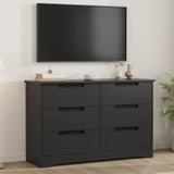 Garvee 46 Inch TV Stand With 6 Drawers, Black Wooden Entertainment Center For Bedroom, Hallway, Modern Style
