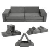 Garvee Kids Play Sofa 8PCS Foam Blocks Modular Soft Furniture Comfortable Safe Easy-Clean for Boys & Girls Playroom - Grey