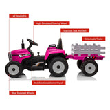 Garvee 12V Kids Ride On Tractor With Trailer & Remote Control, Toddler Electric Vehicle Car, 3-6 Years, Red