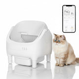 Garvee Open-Top Automatic Cat Litter Box with APP Control, Odor-Free Waste Disposal, 10.5L Large Bin, White, Multi-Cat Use - White