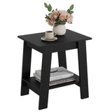 Garvee End Table, Small Side Table, Nightstand With 2-Tier Storage Shelf, Wood Bedside Table, Narrow Side Table Living Room, Side Table for Small Spaces, Bedroom, Entryway, Farmhouse, Black - Black
