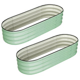 GARVEE 2-Pack Galvanized Raised Garden Bed, 4.5' × 2' × 2', Deep Open-Bottom Oval Metal Planter Box with Rubber Edge, for Vegetables, Herbs & Flowers - Green(Rubber Edge)