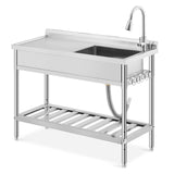 Garvee 47 Inch Commercial Utility Sink with Faucet, Stainless Steel, Freestanding for Kitchen, Laundry, Garage, Outdoor