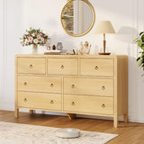 Garvee Natural 7 Drawer Dresser with Metal Handles for Bedroom, Living Room, Hallway, White, Modern Woodgrain Design