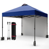 Garvee 10x10ft Pop Up Canopy Tent with Sidewall, Blue, Instant Shade Tent for Picnic and Camping, Includes Storage Bag and Accessories - Black Iron Pipe + Navy Blue Cloth