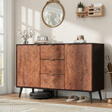 Garvee Buffet Cabinet with Drawers Walnut 51.2 in Large Sideboard Credenza Storage for Dining Room and Entryway