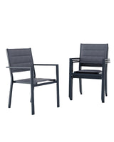Garvee Patio Stackable Chairs Set of 4, Outdoor Aluminum Stacking Dining Chairs with Breathable Textilene Fabric, Grey, Patio, Deck, Backyard